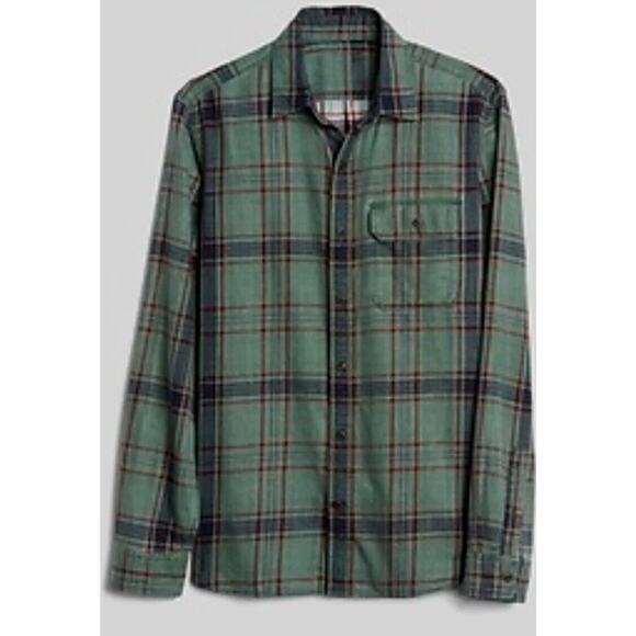 Gap Mens XL Green Twill Plaid Button Down Long Sleeve Cotton Comfort Outdoor - Picture 1 of 12